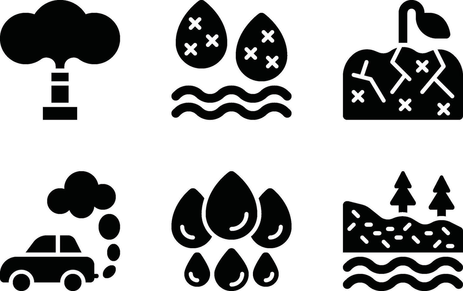 Air, Water, Soil, Pollution, Emission, Groundwater Glyph Icon vector