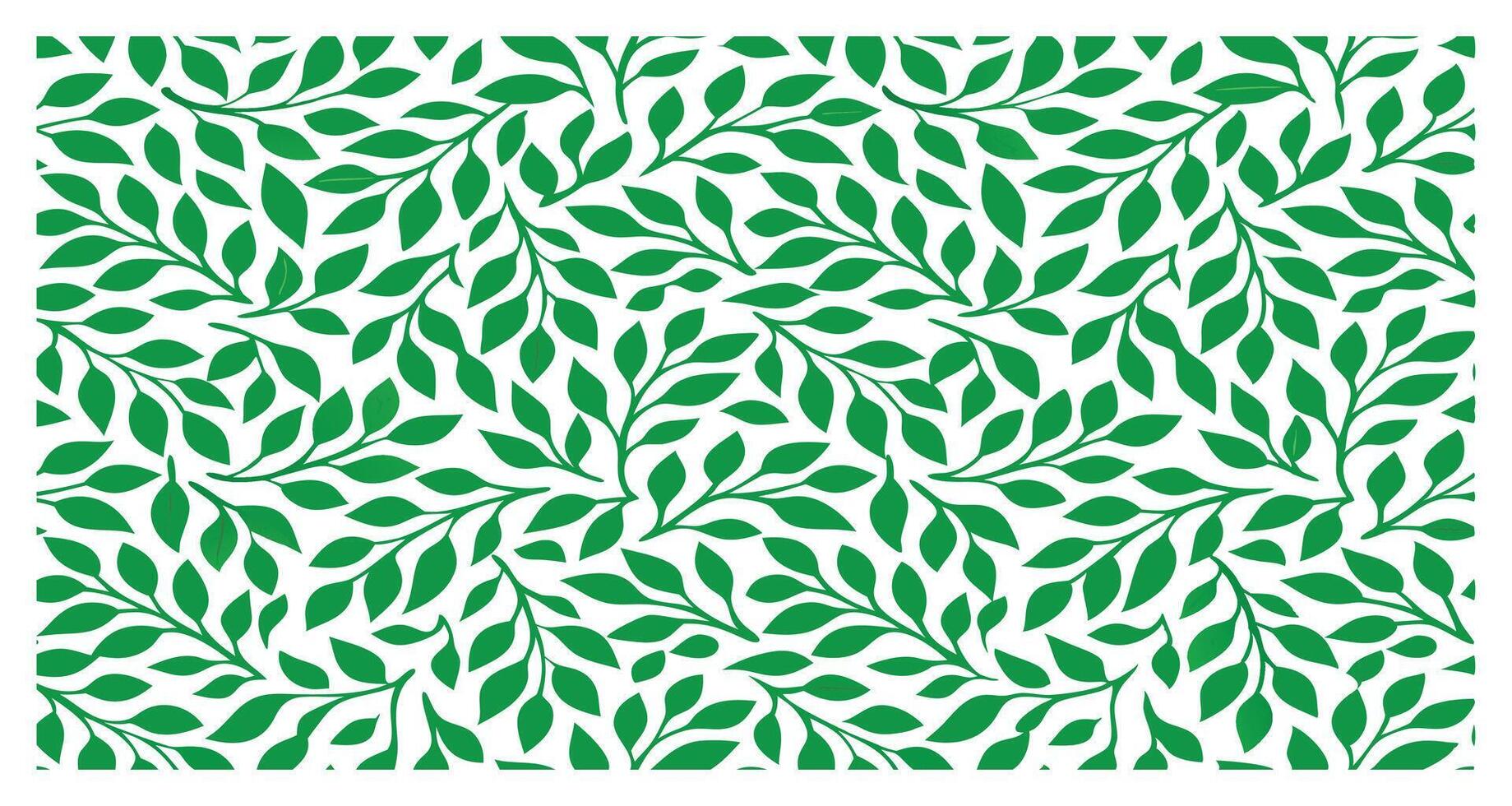Seamless Leaf Pattern in Green and White Background vector