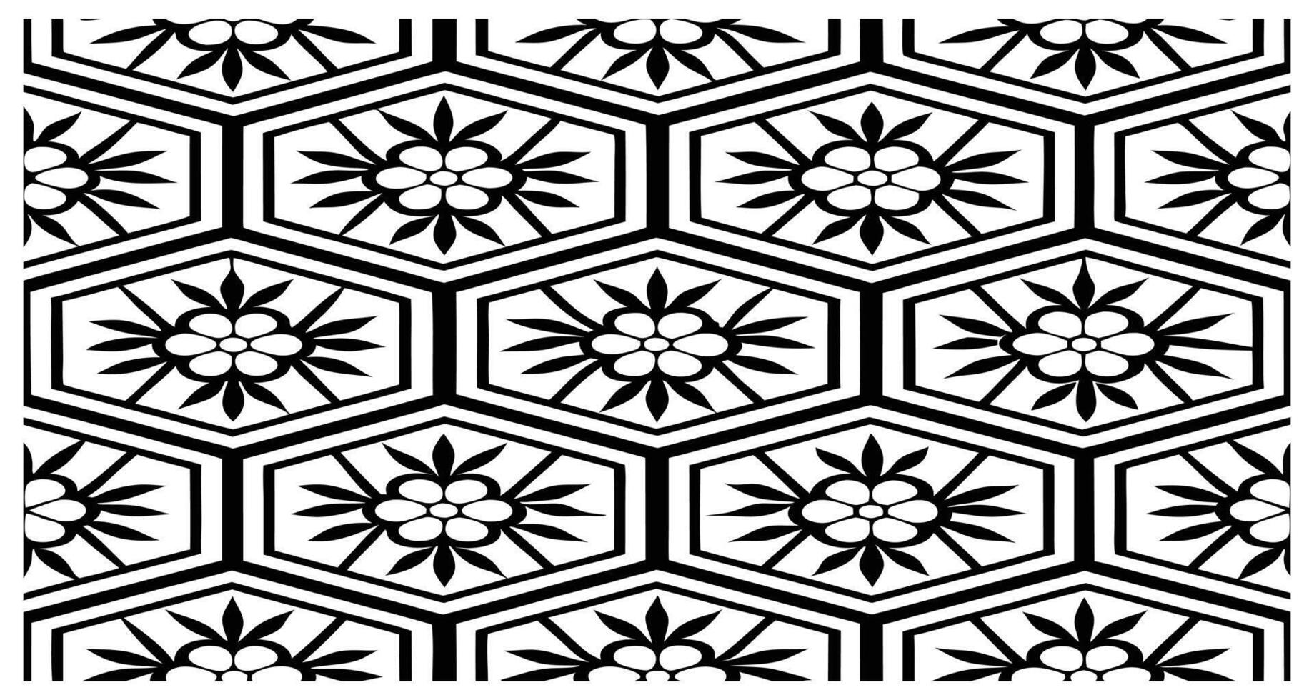 Black and White Geometric Pattern - Hexagonal Grid Design vector