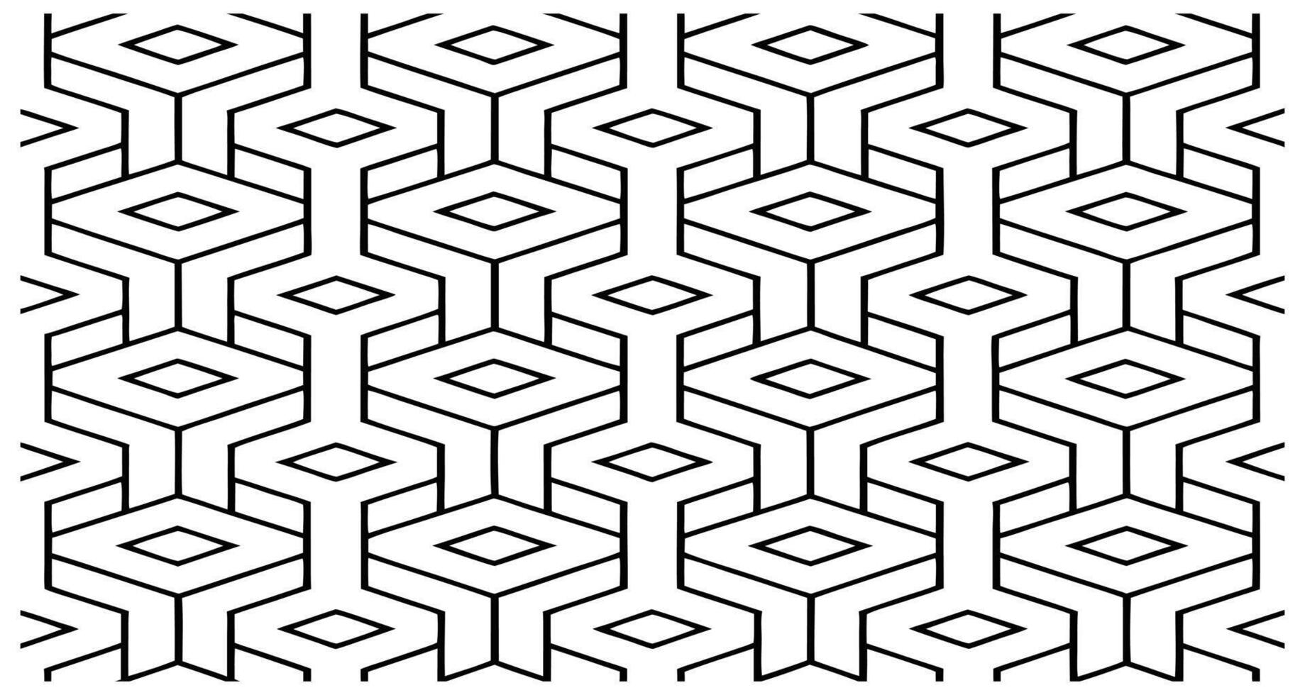 Intricate Interlocking Y Pattern - Black and White Geometric Design vector