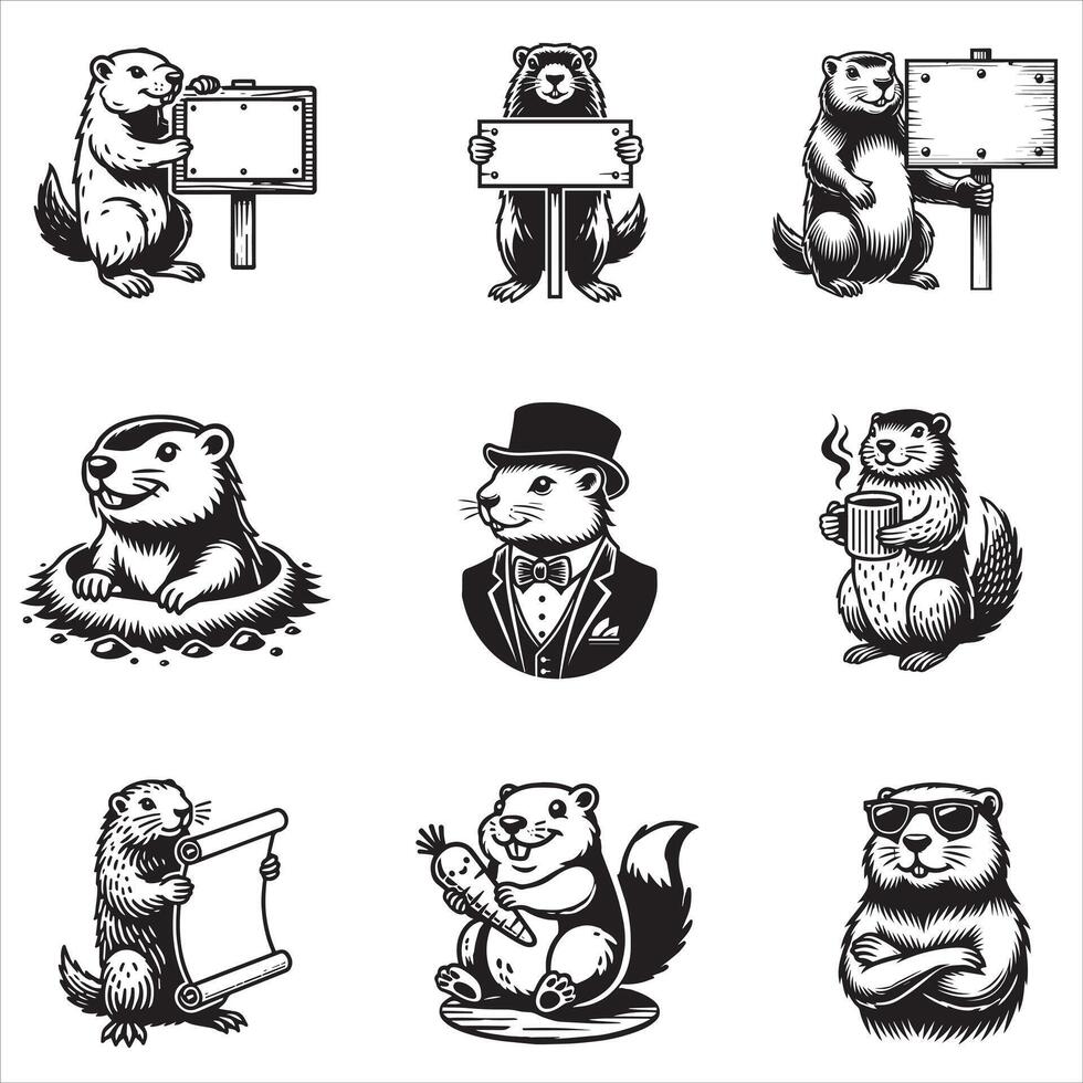 Giggling Groundhog Greetings in a Humorous Collection vector