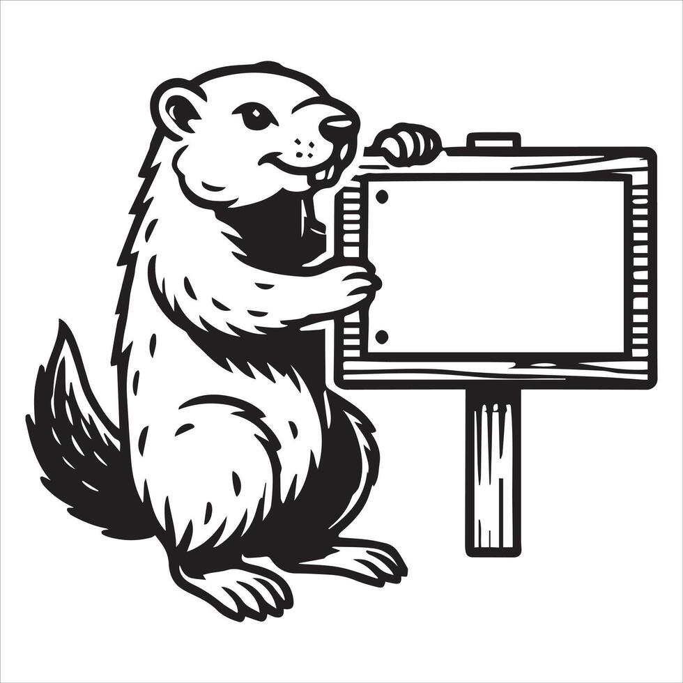Chuckles the Groundhog Poking Fun at His Own Shadow vector