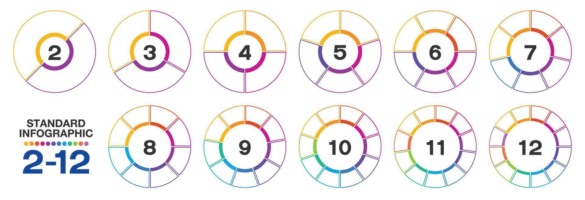 Infographic with 2 to 12 steps, process or options. vector