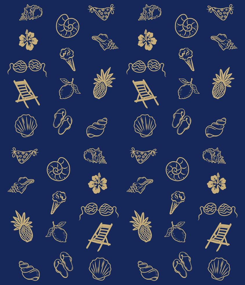 Summer beach holiday pattern background illustration layout print art fabric textile design editable vector
