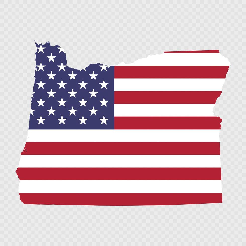 Oregon state map with American national flag. vector