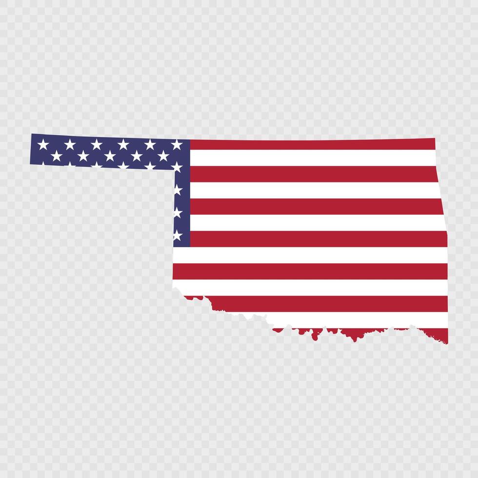 Oklahoma state map with American national flag. vector