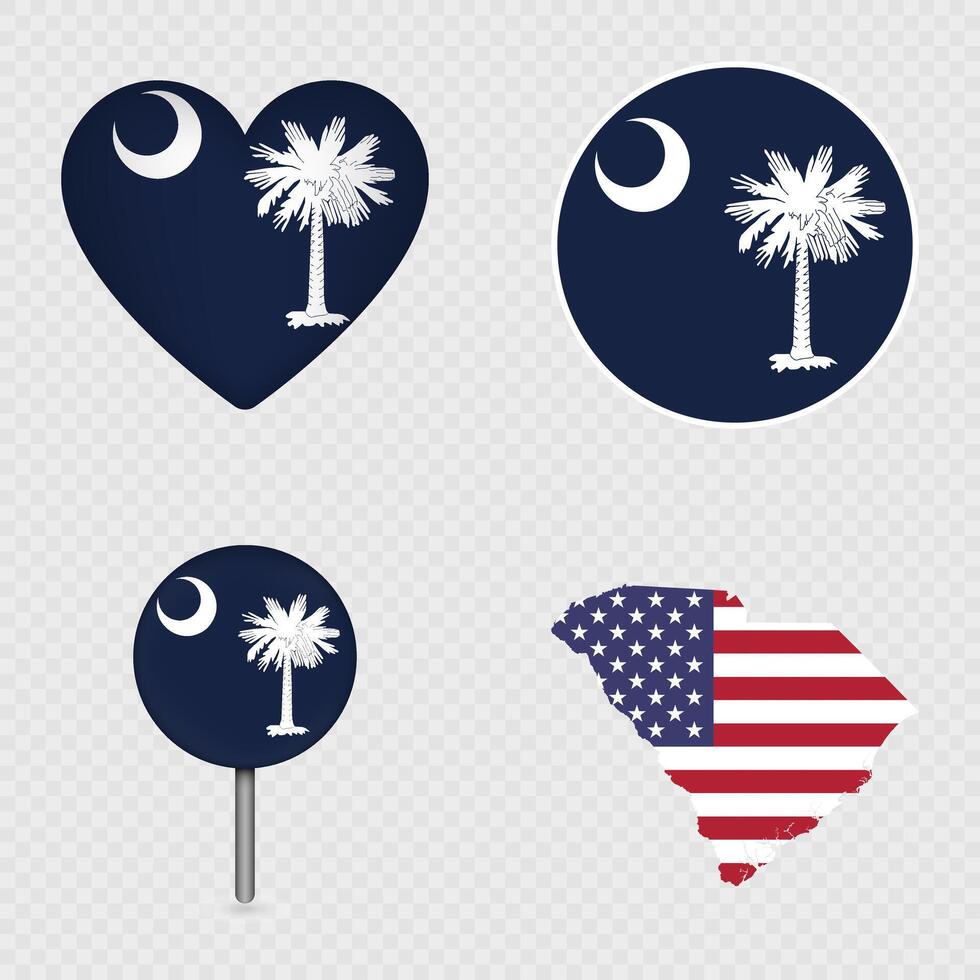 South Carolina State Flag Icons Pack. illustration. vector