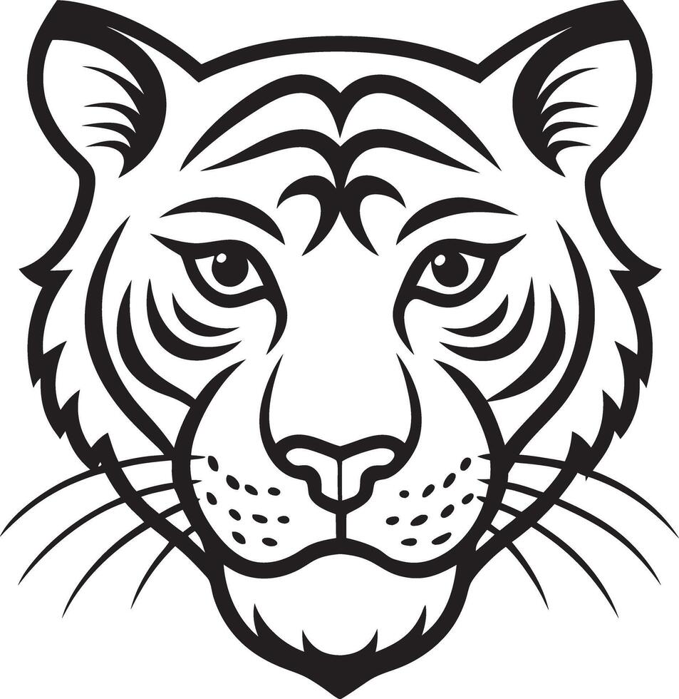 a tiger head is shown in black and white vector