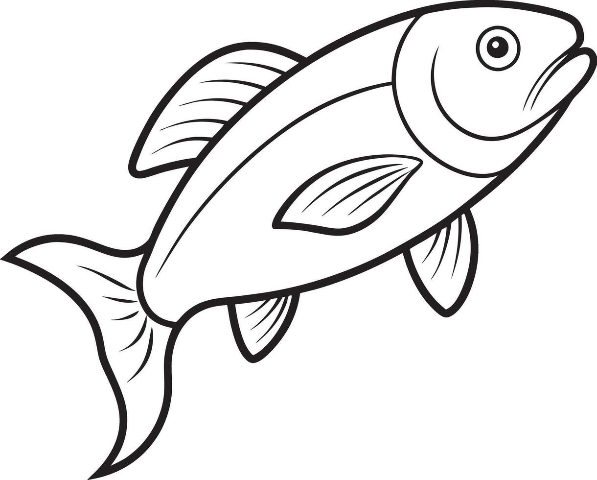 fish coloring page for kids vector