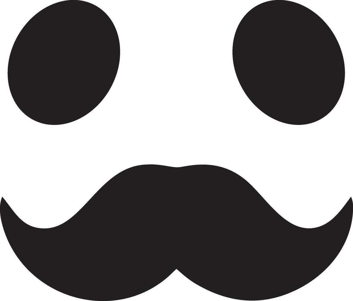 a black and white mustache with two eyes vector