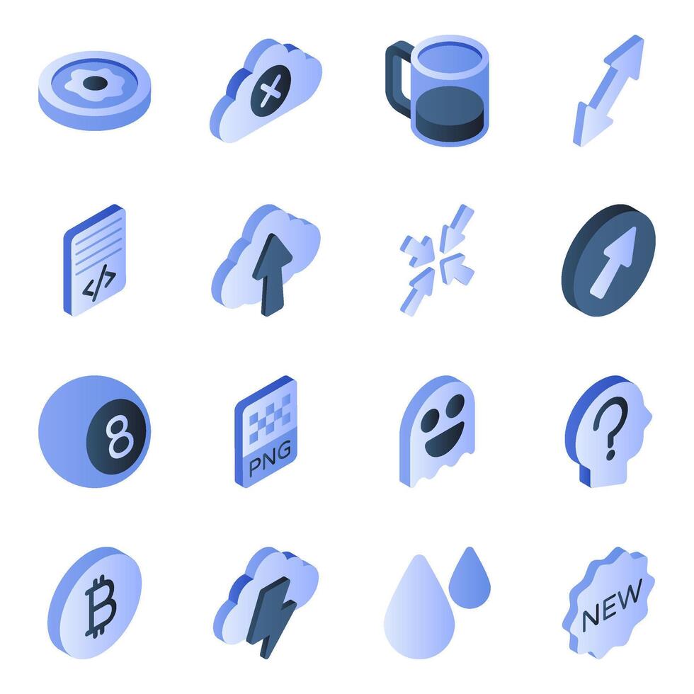 Set of Flat Isometric Icons vector