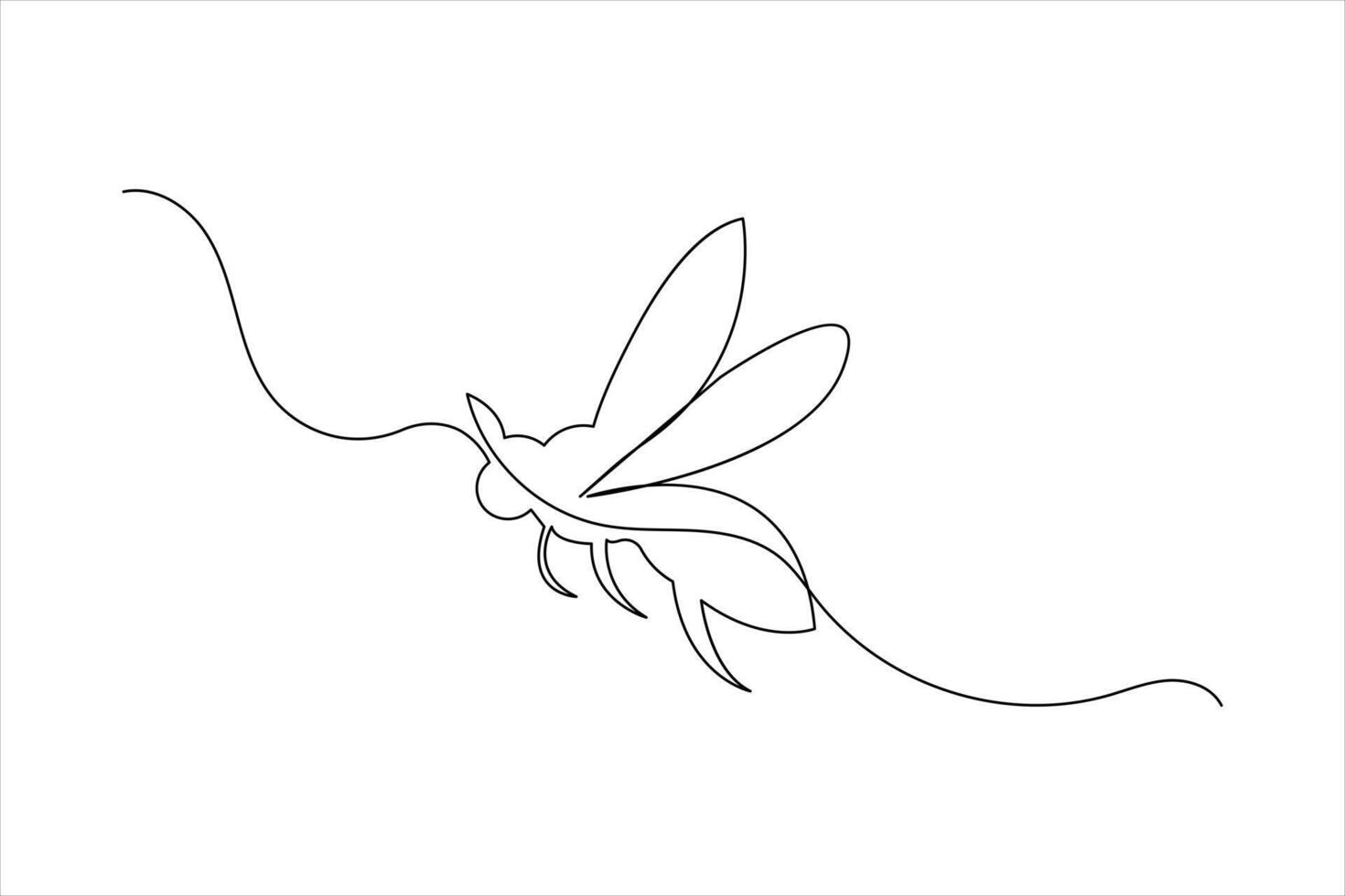 Bee one line drawing art of isolated continuous outline illustration vector