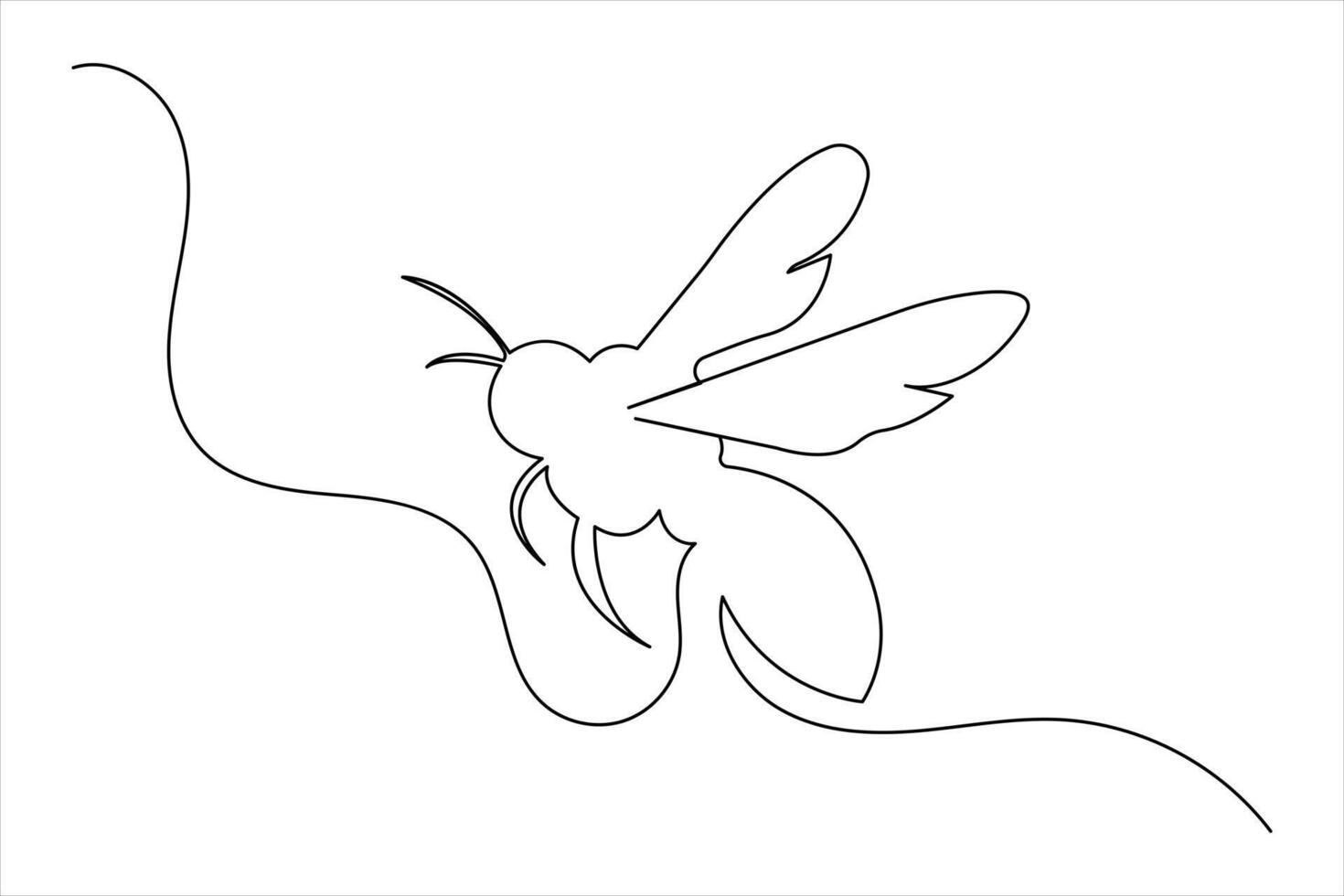 Bee one line drawing art of isolated continuous outline icon vector