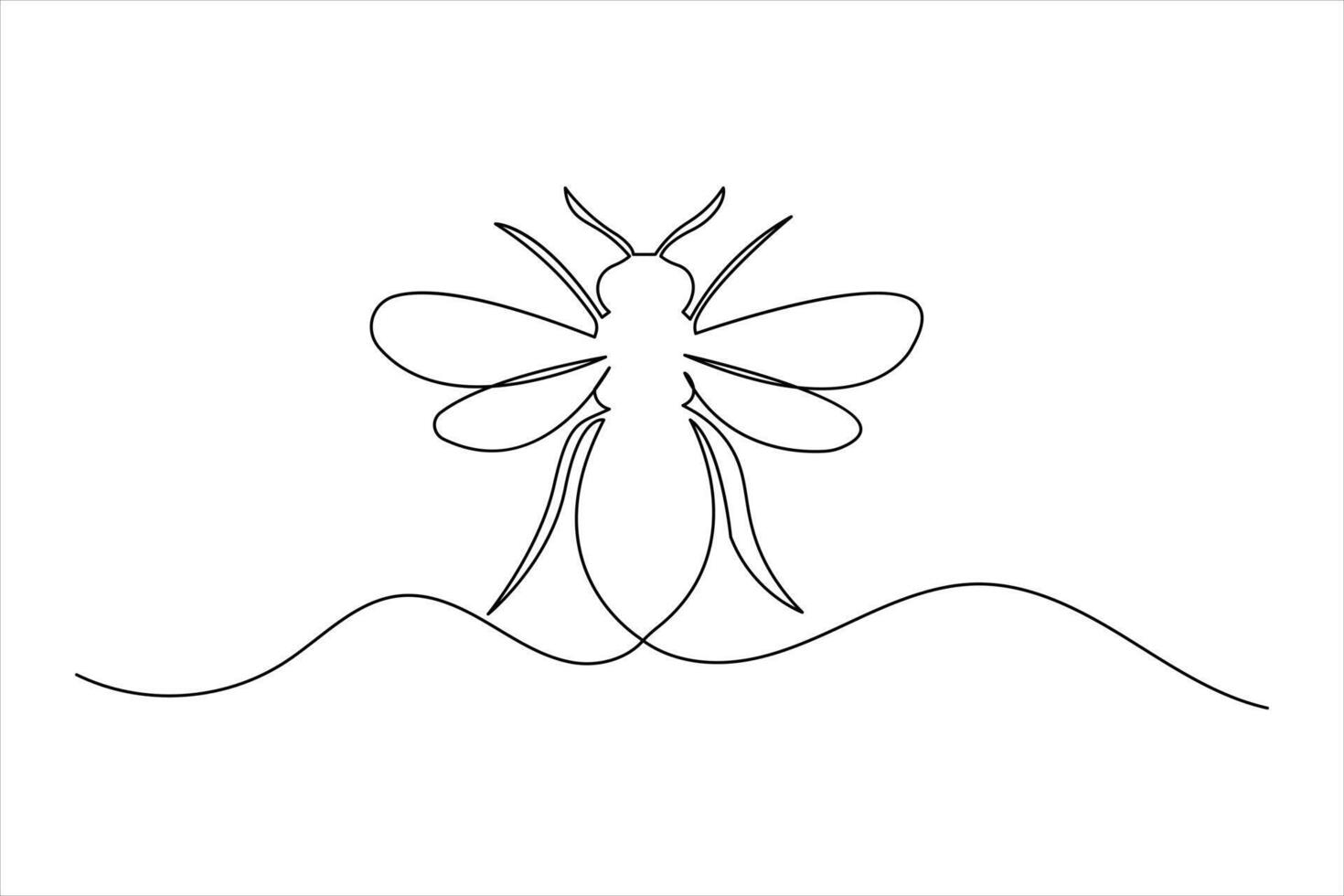 Honey bee single line art drawing vector