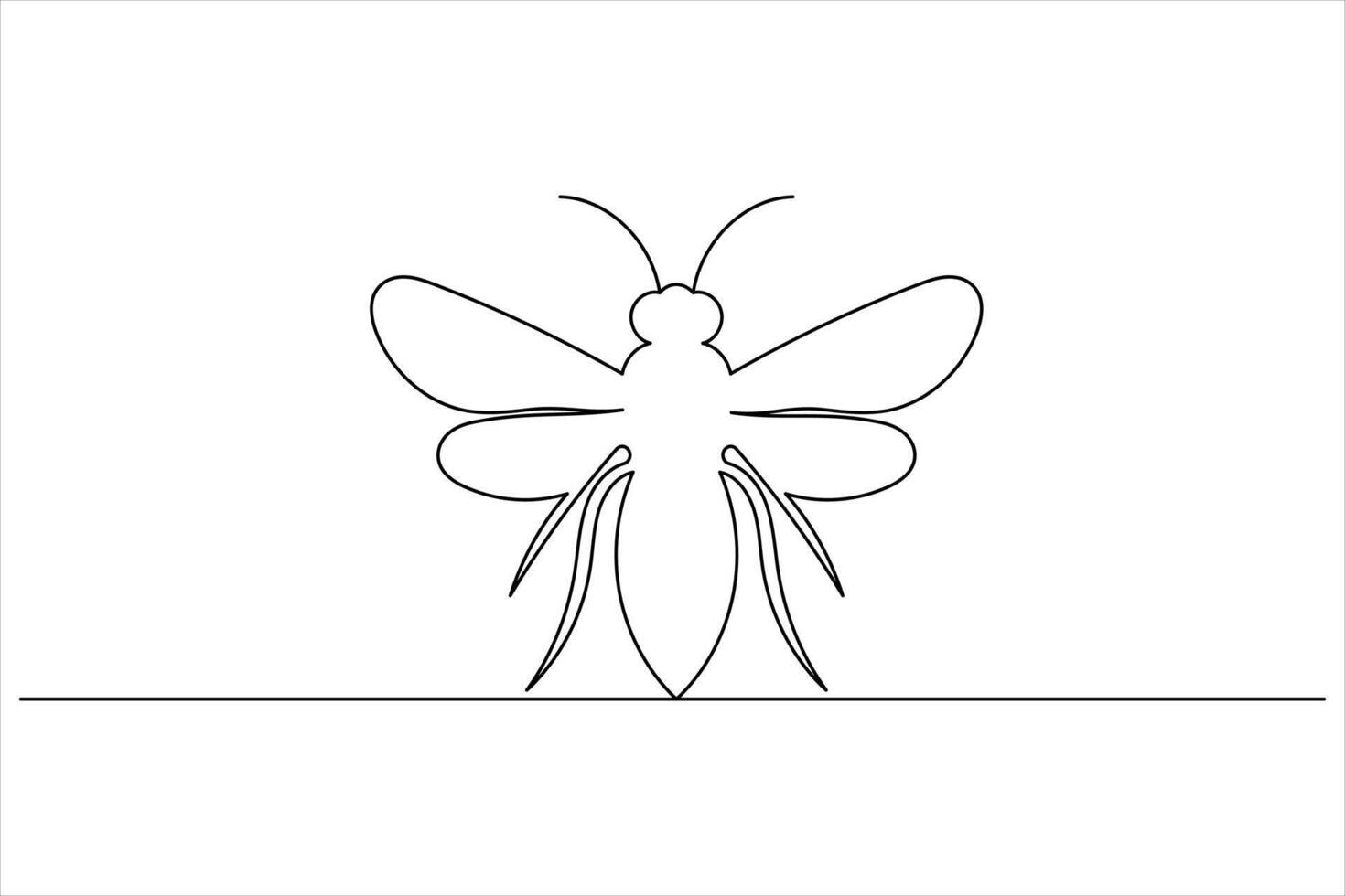 Bee one line drawing art of isolated continuous outline vector