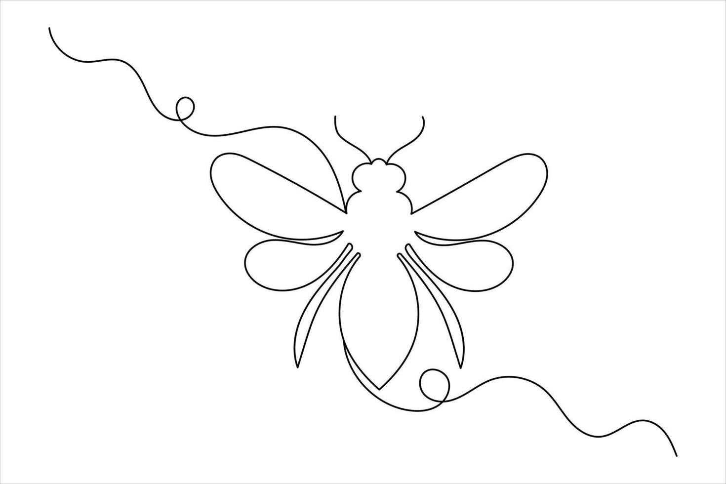 Honey bee single line drawing art vector