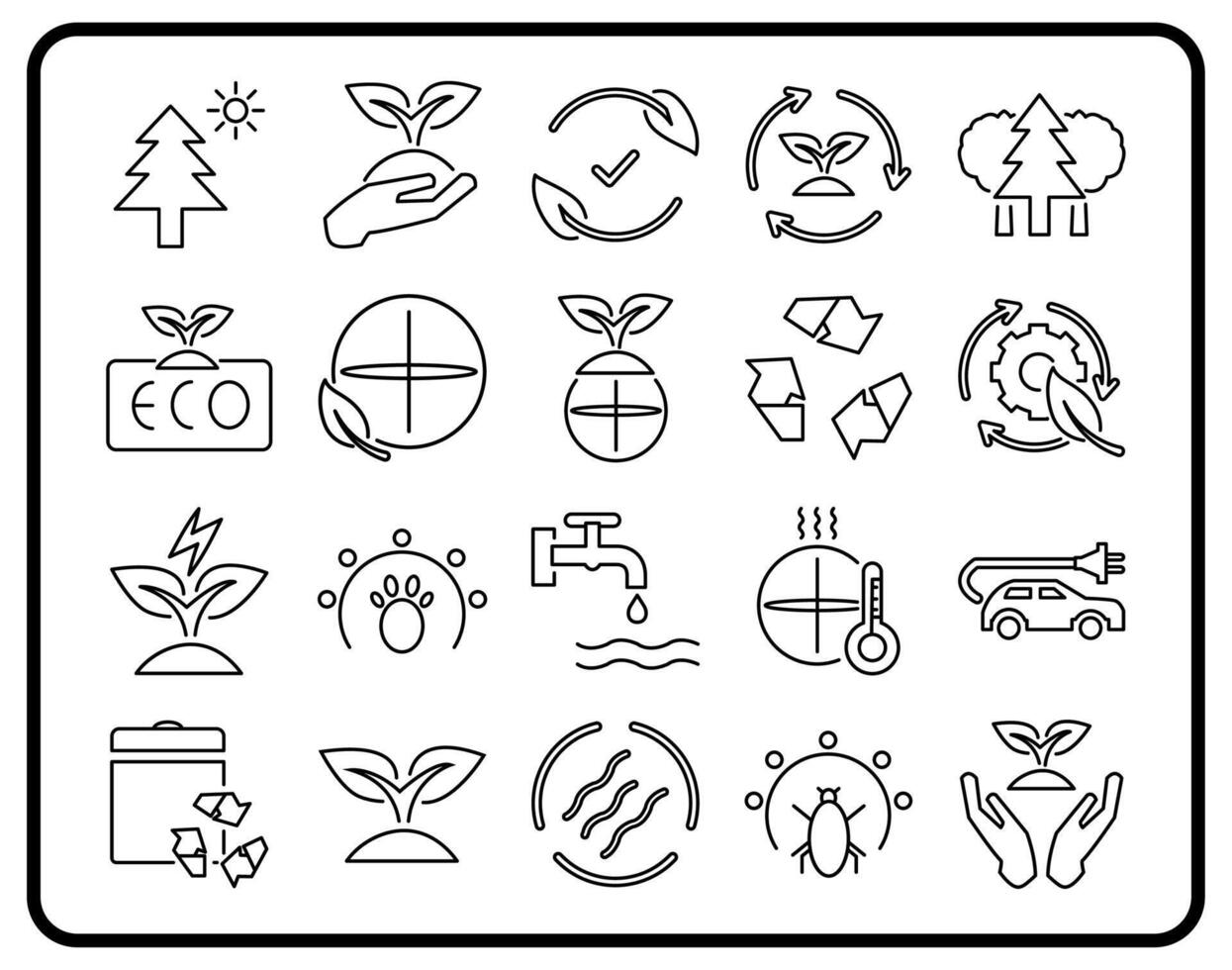 Set of environmental icon illustrations in modern and user-friendly style. Ideal for web and app design, green nature conservation. etc. vector