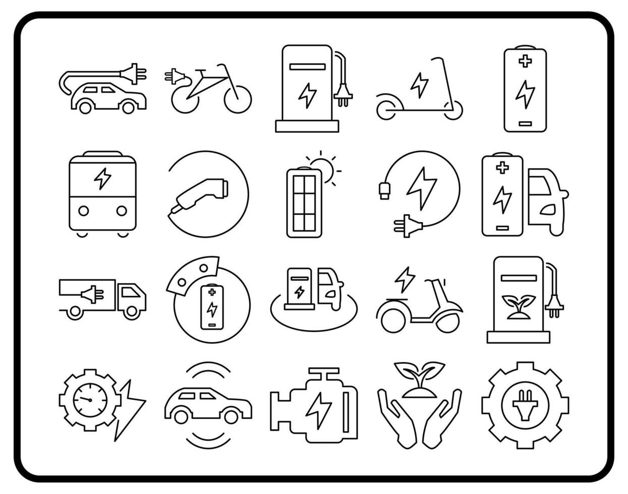 Multipurpose Electric Vehicle Icon Set, ideal for websites, mobile apps, presentations and marketing materials. modern and minimalist. vector