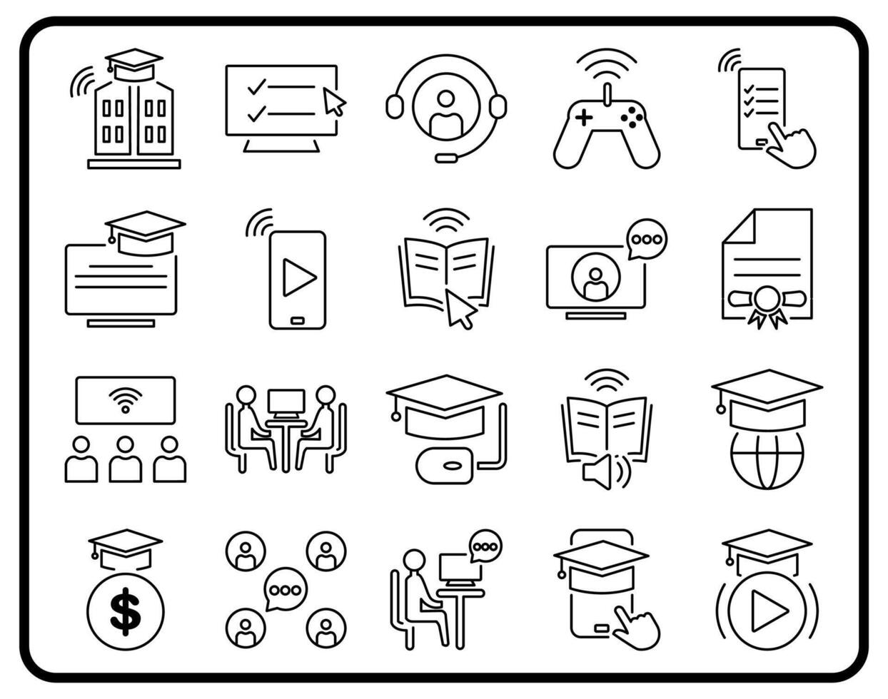 Online Education icon set. Modern and flexible style suitable for app design projects, websites, or educational promotional materials. vector