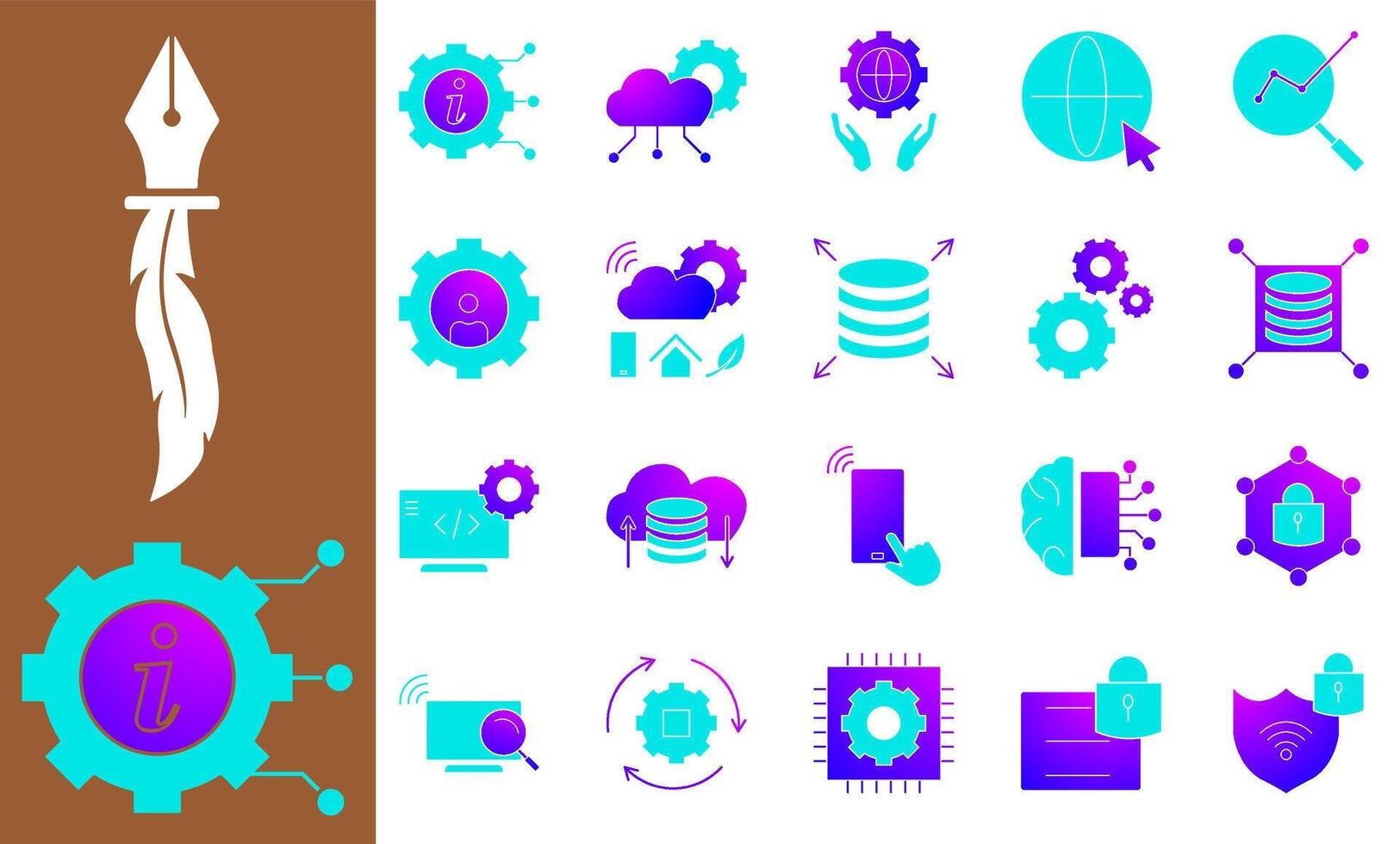 Information Technology Icon Set, with gradient and blue colors, ideal for websites, mobile apps, presentations, infographics and marketing materials. vector