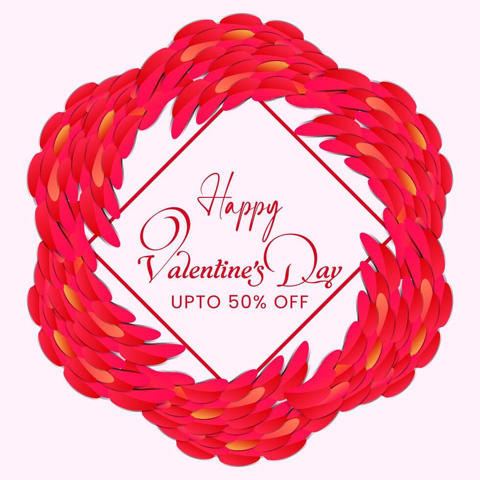 Elegant Valentins Day, February 14th Valentines Day Sale Banner Featuring Round Heart Shapes Design. Ideal for sales, promotions, and special offers for lovers and couples. Valentines Design View vector