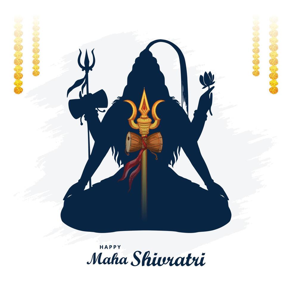Hindu festival maha shivratri celebration card background vector