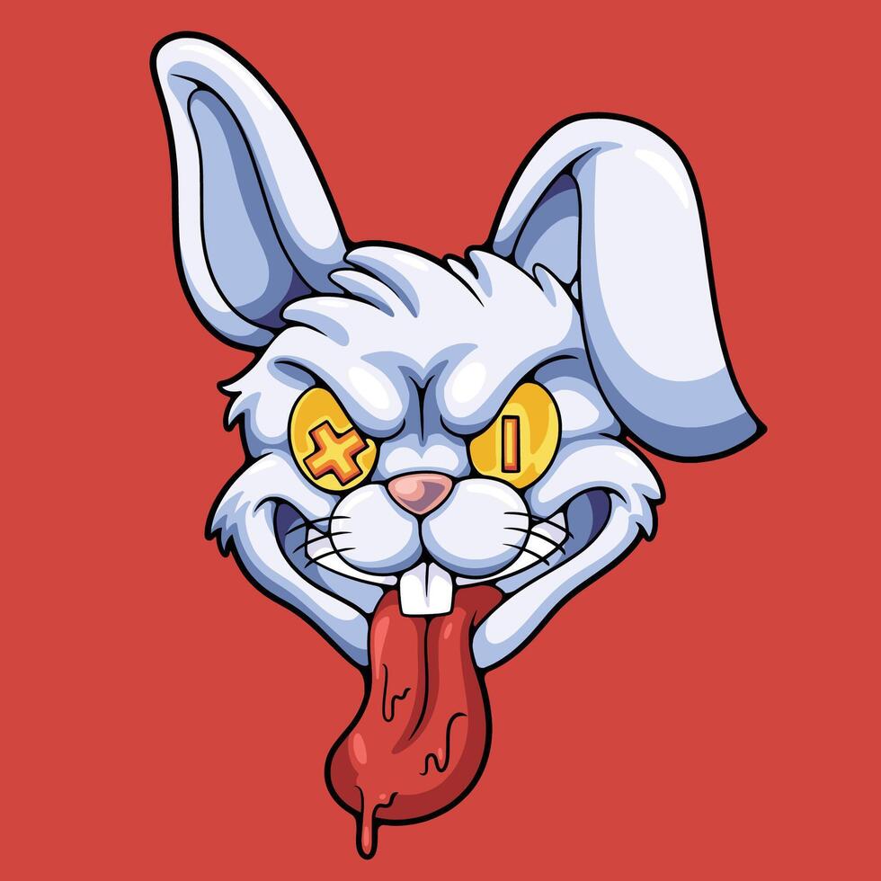 angry rabbit illustration vector