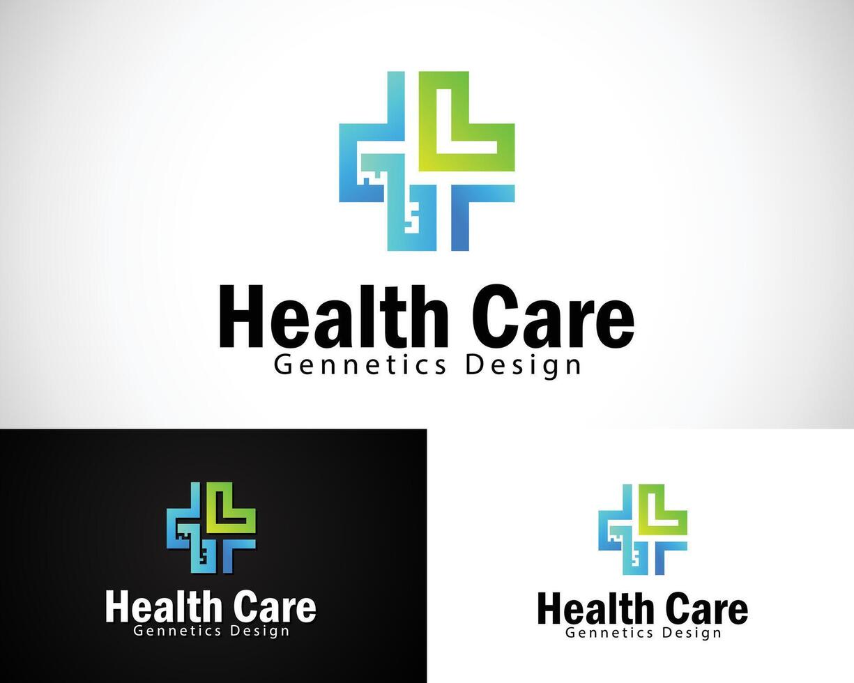 health care logo creative design concept genetic plus medical clinic vector