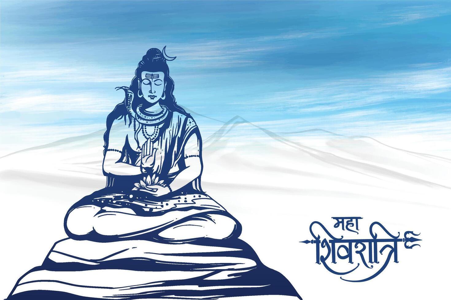 Maha shivratri celebration card baackground with lord shiva hand draw sketch design vector