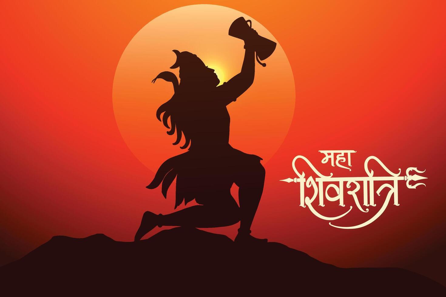 Happy maha shivratri traditional Indian festival celebration background vector