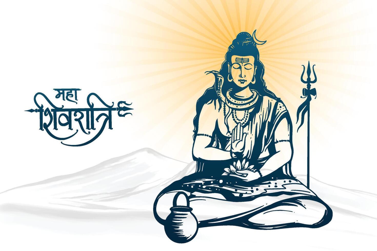 Maha Shivratri Indian festival religious card holiday background vector