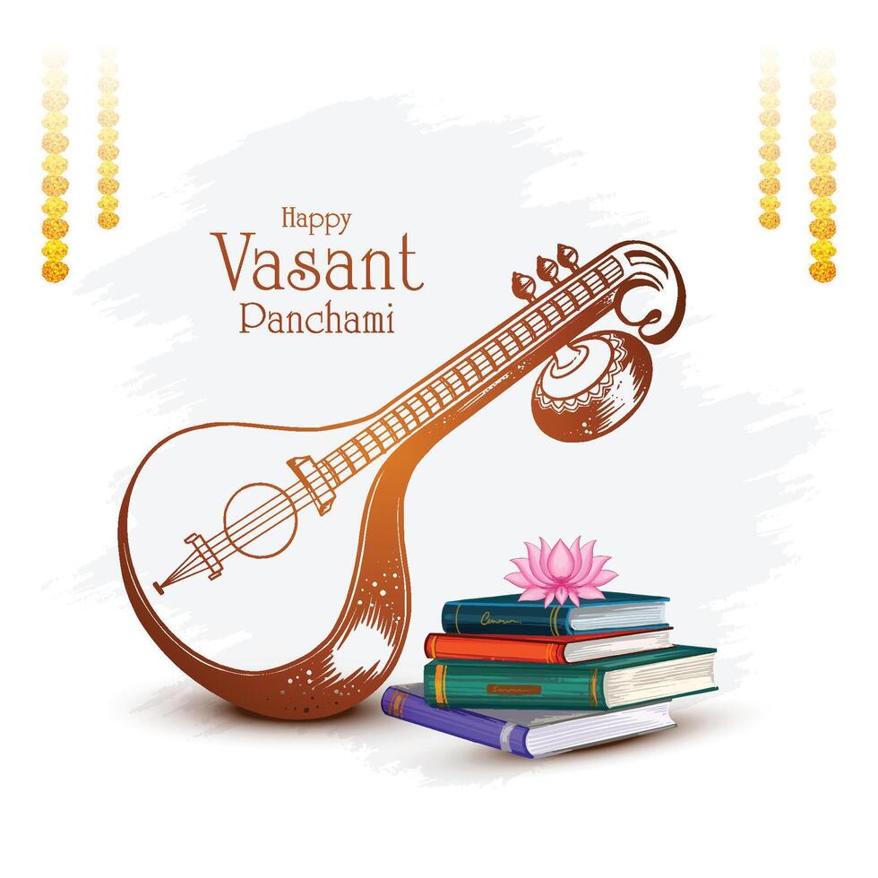 Goddess of wisdom saraswati for vasant panchami design vector