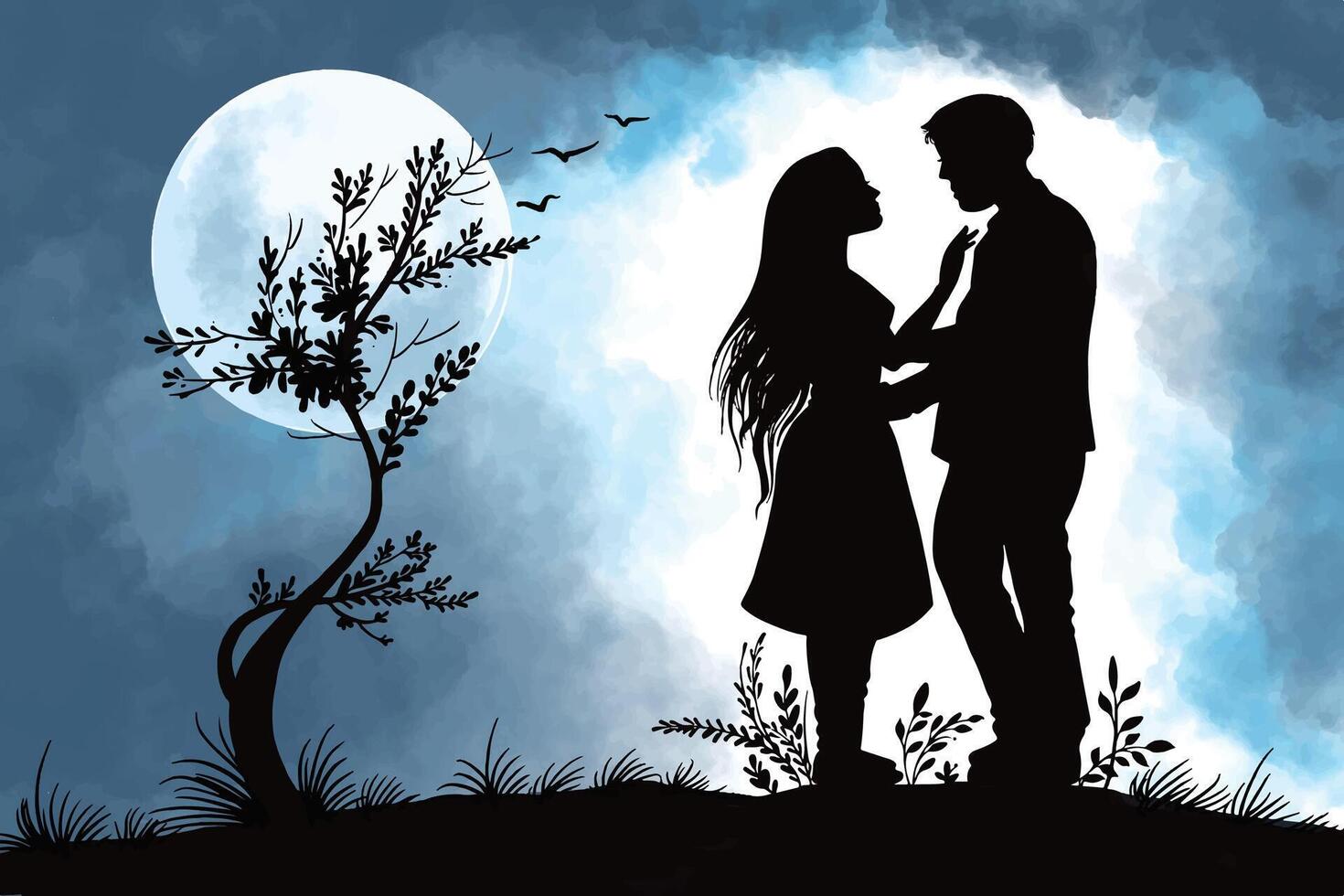 Beautiful lovely couple valentine's day card background vector