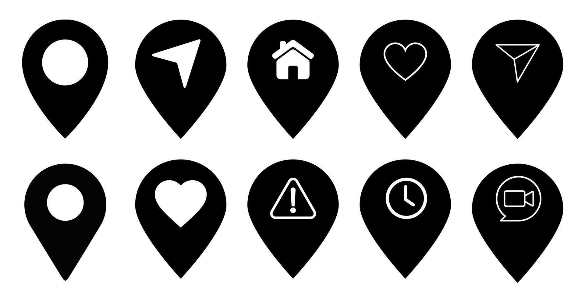 Location or map pin icon with inside symbol. illustration vector