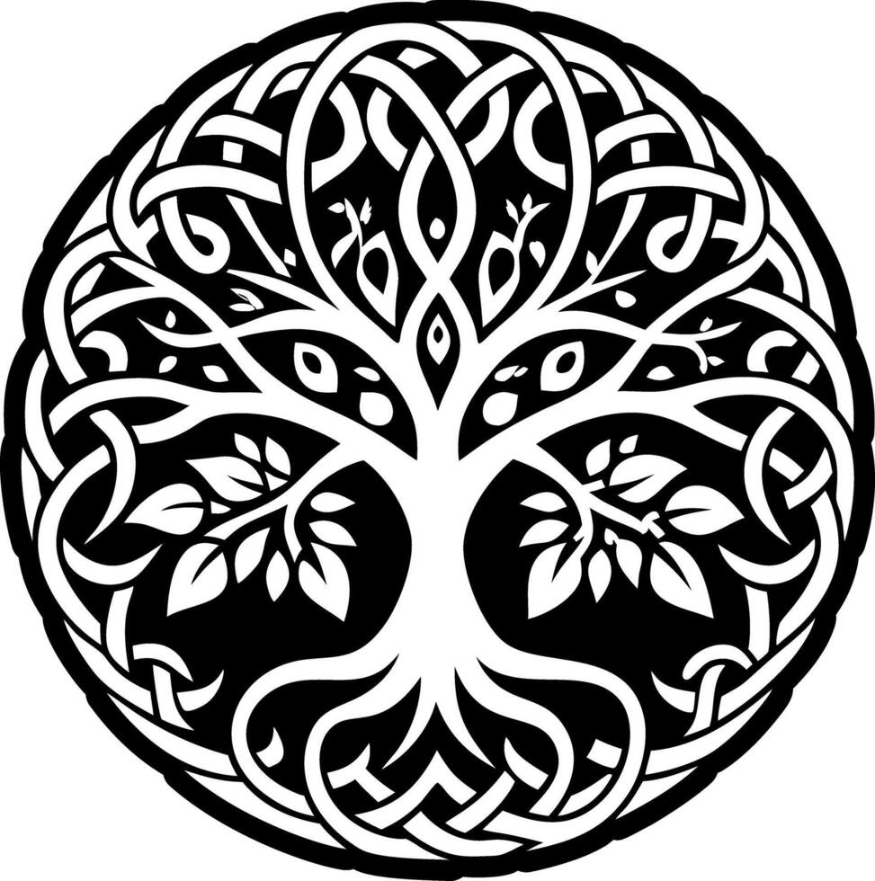 Enchanted tree icon in glyph style vector