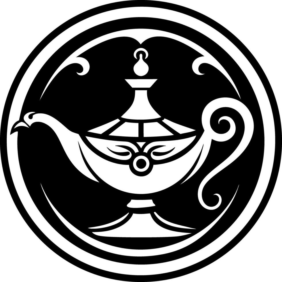 Magic lamp symbol icon in glyph style vector