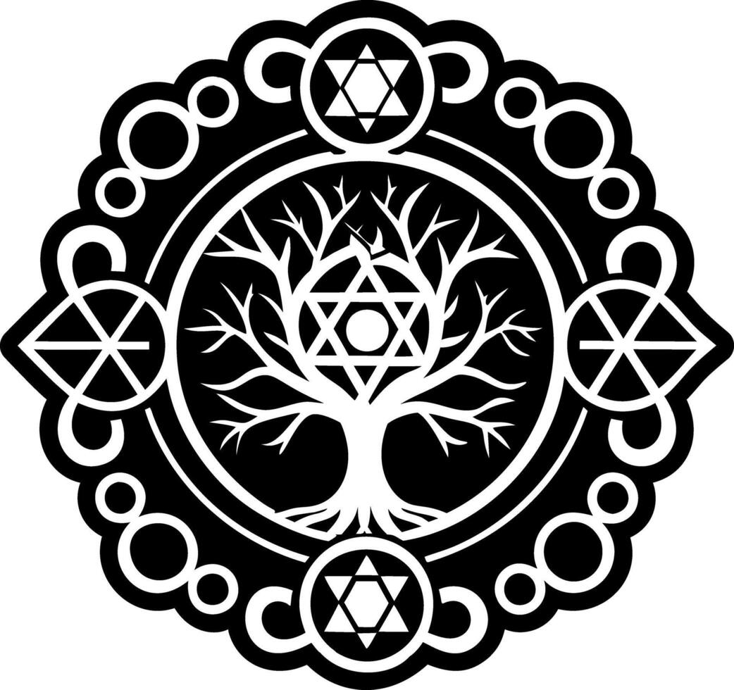 A filled style icon of celestial tree symbol vector