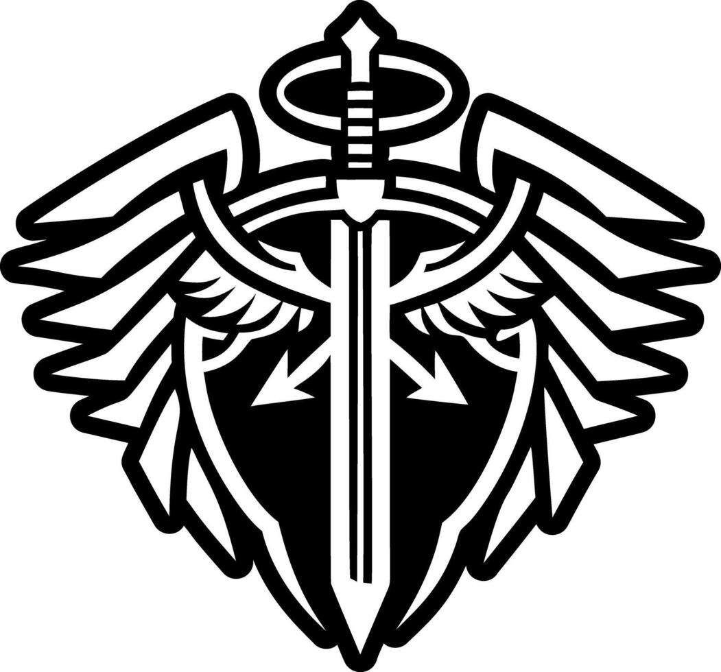 Angelic sword icon in filled style vector