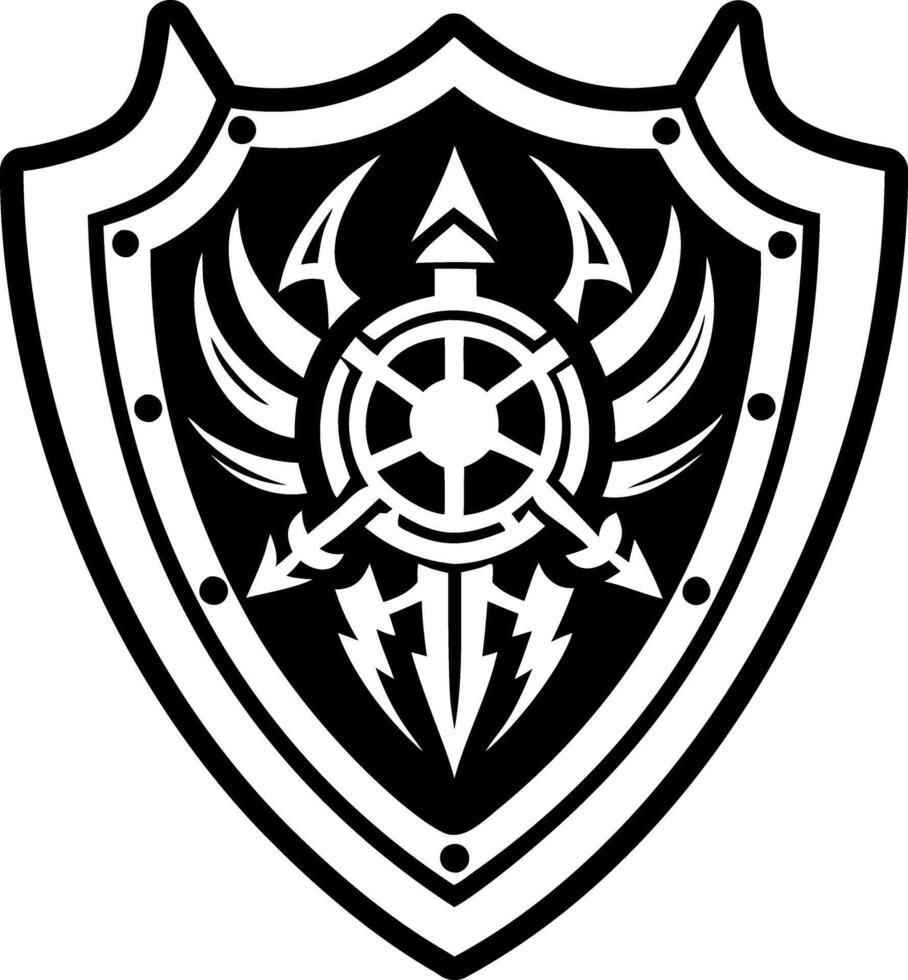 A solid style icon of mythical shield symbol vector