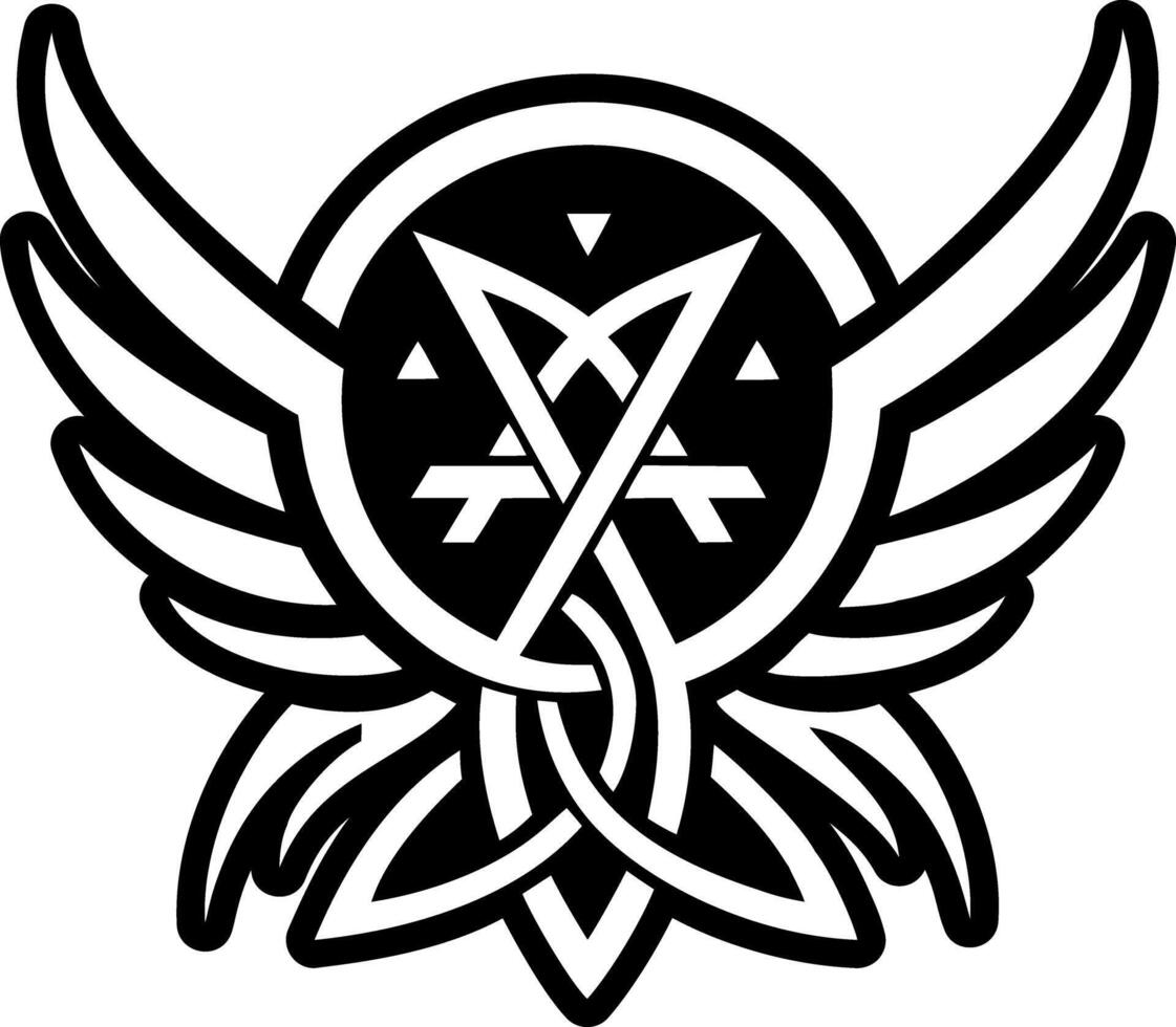 Angelic rune symbol icon in solid style vector