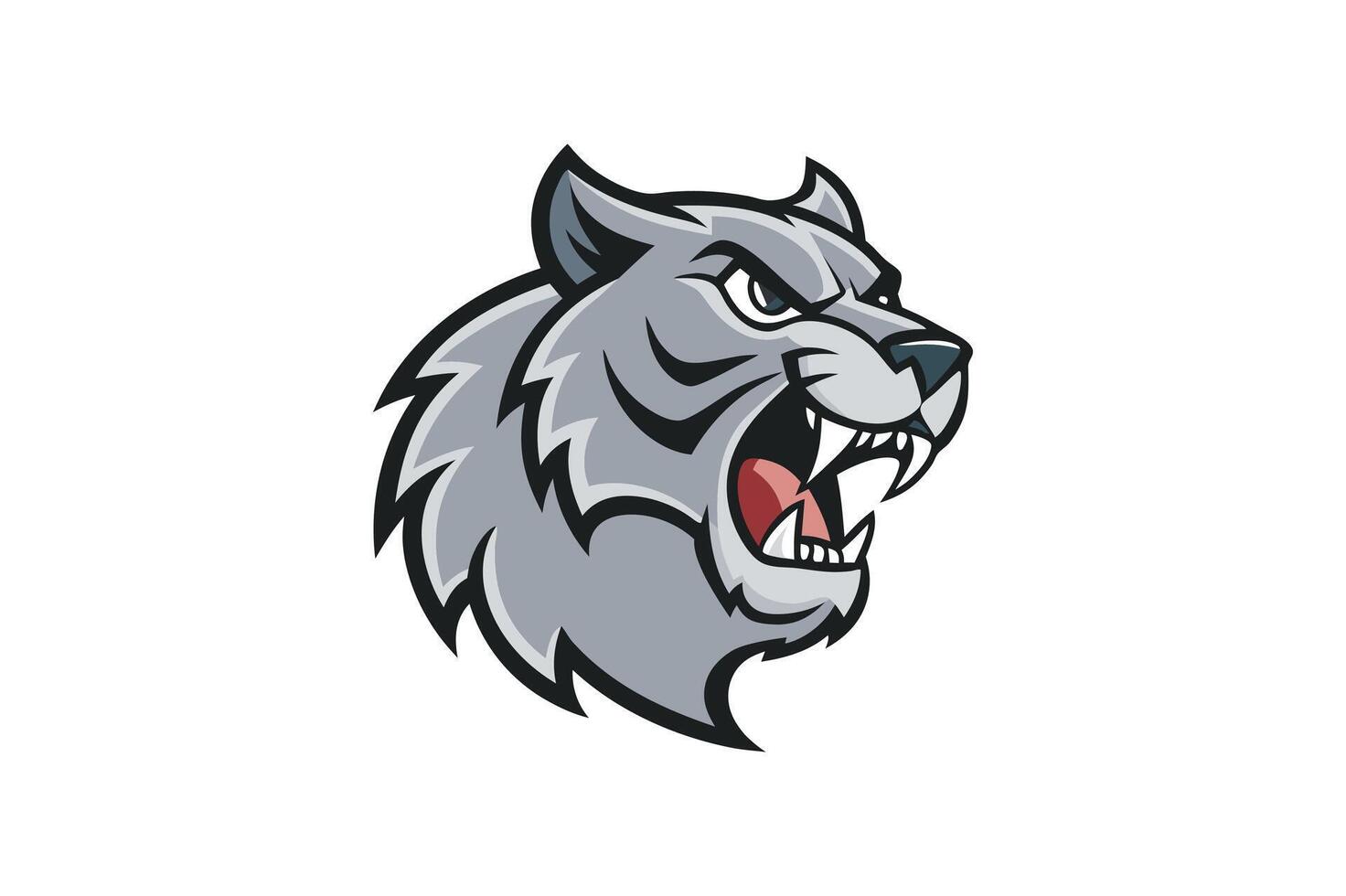 Fierce Grey Tiger head mascot logo design for e-sport vector