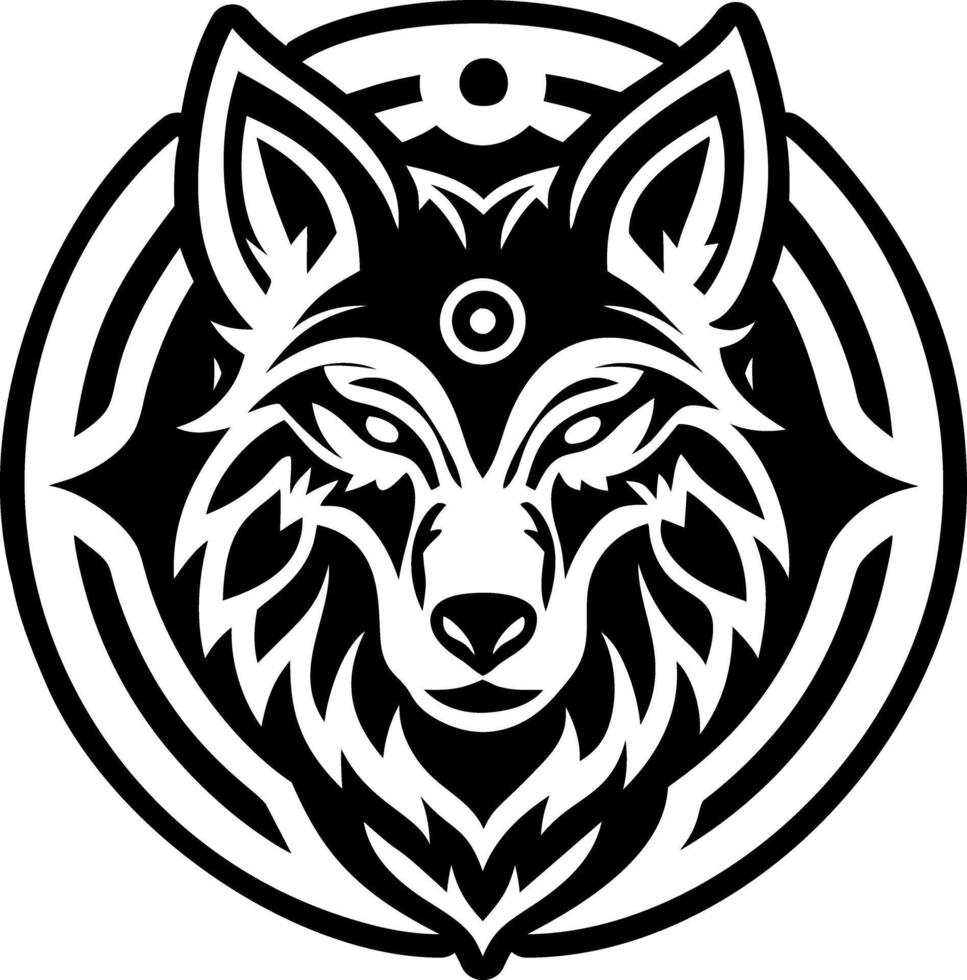 Lunar wolf symbol icon in glyph style vector
