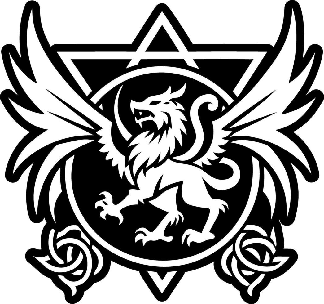 A filled style icon of gryphon sigil symbol vector