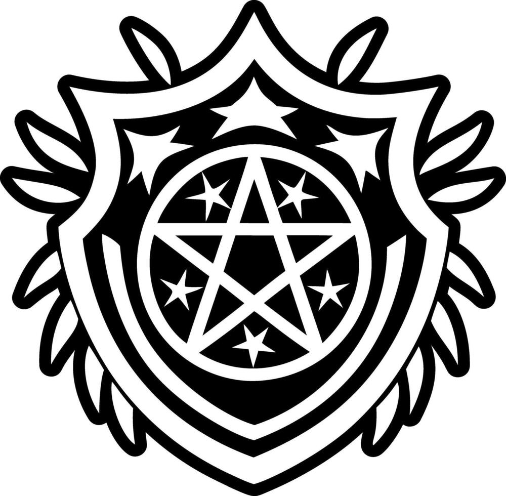 Star shield symbol icon in solid style vector