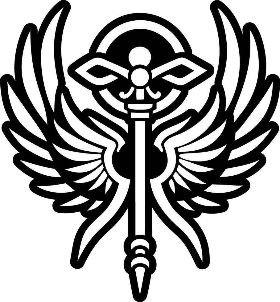 Angelic staff icon in glyph style vector