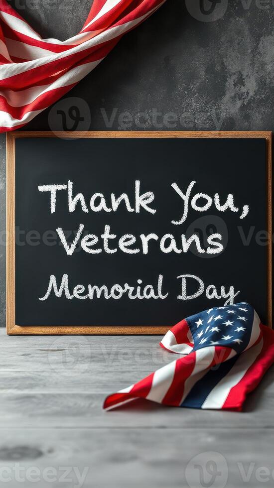 Remembering the brave heroes on Memorial Day with a heartfelt message of gratitude and an American flag backdrop photo