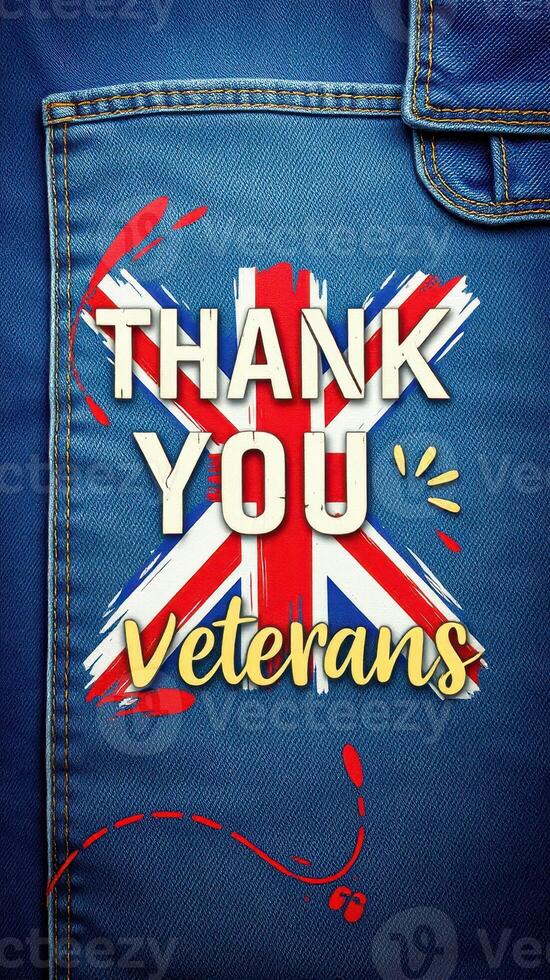 Celebration of gratitude for veterans with a British flag design on denim background reflecting appreciation and respect photo