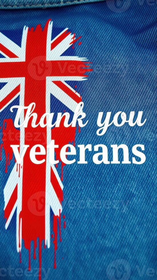 Celebrating veterans with a patriotic message on denim showcasing a British flag design photo