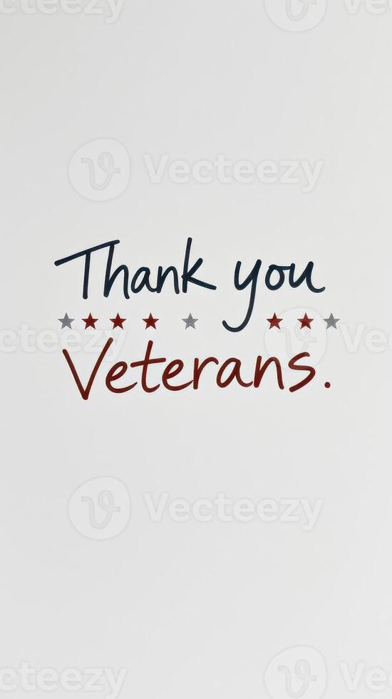 Appreciation message for veterans with stars and bold lettering in a simple design photo