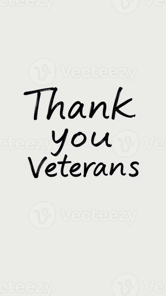Thank you Veterans message displayed on a simple background in a heartfelt tribute to honor military service and sacrifice photo